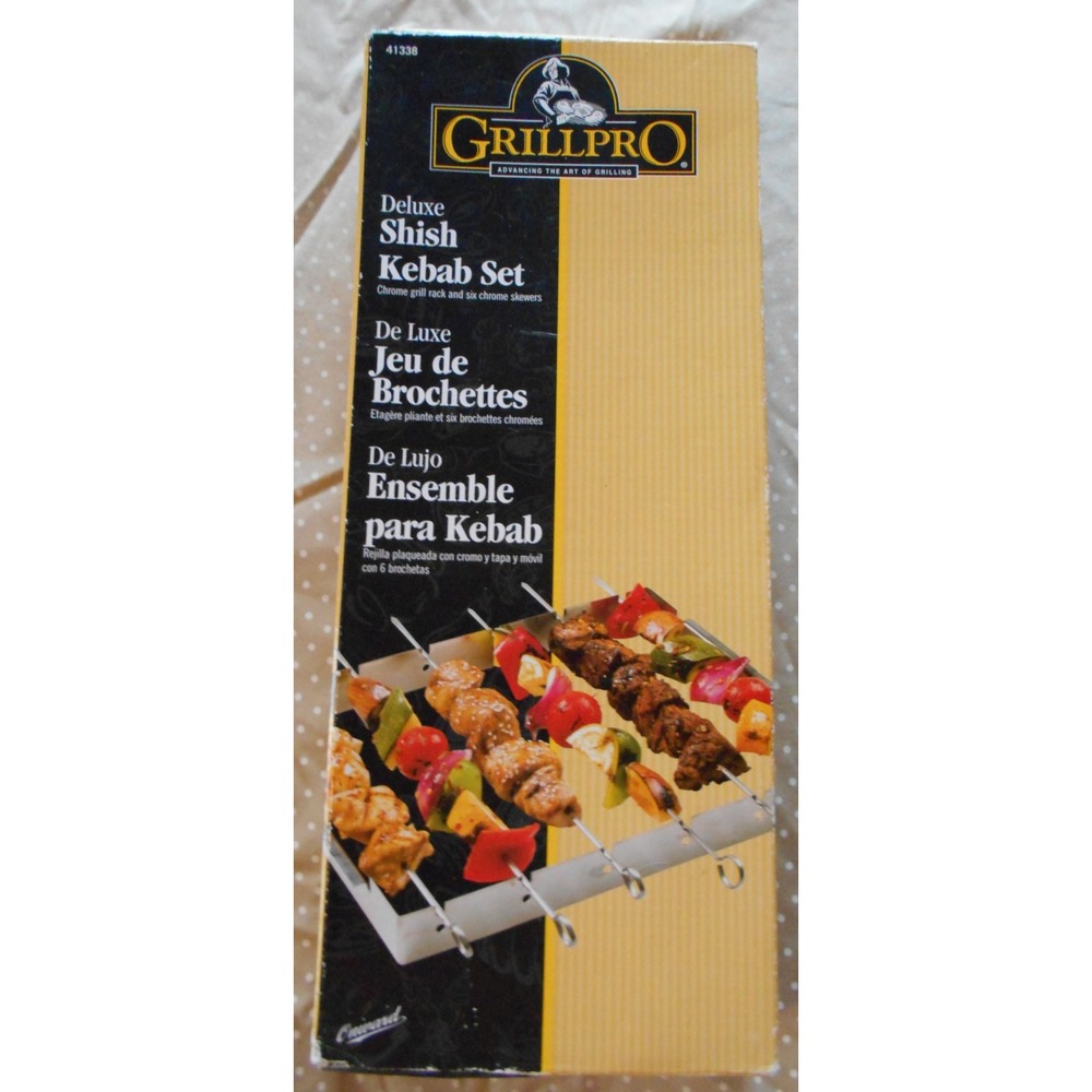 6 Holes Kebab Manual Rotating Rotisserie BBQ Grill Shish Kabob Skewer Set Deluxe